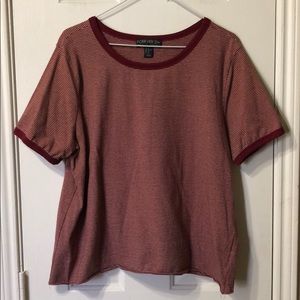 F21+ Striped Slightly Cropped Shirt
